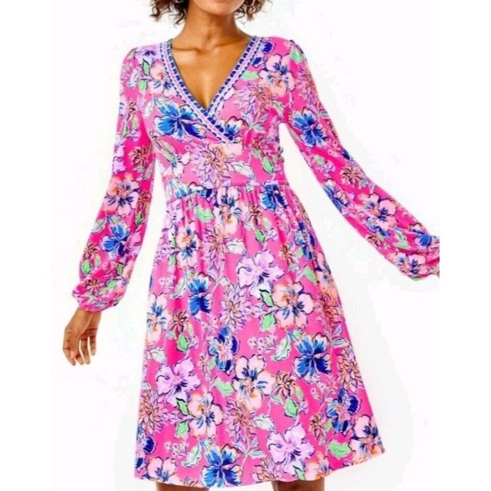 Lilly Pulitzer Carmilla Dress Pink Isle Last Bud Not Least $178 Size 4